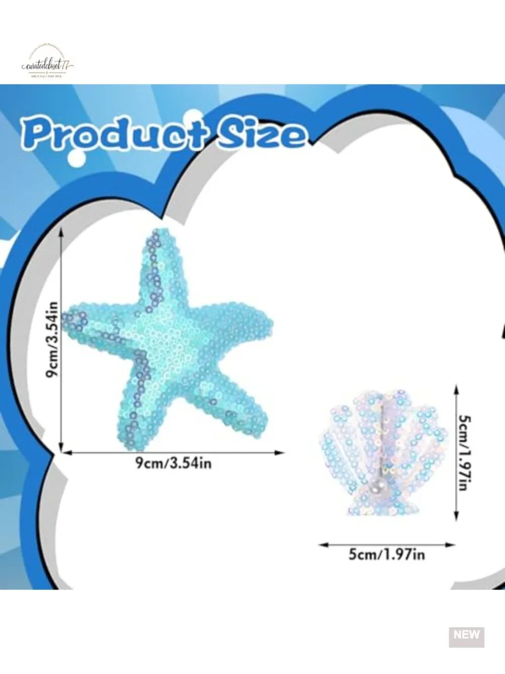 8pcs Glitter Seashell Hair Clip Set, Starfish Hair Accessories for Women Girls